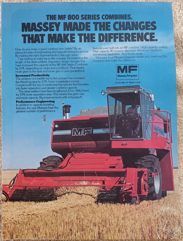 Massey Ferguson 800 Series Combines Advertisement