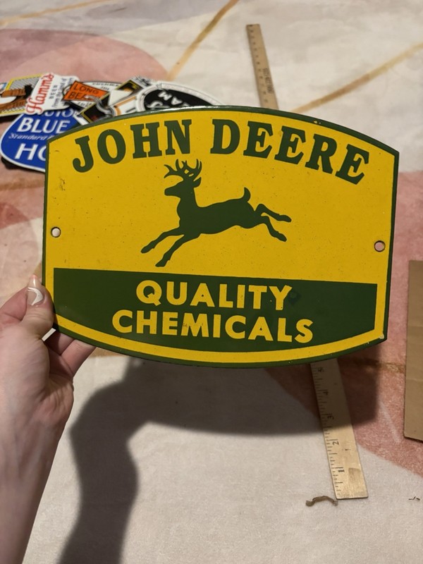 Porcelain John Deere Quality Chemicals Sign Heavy Porcelain