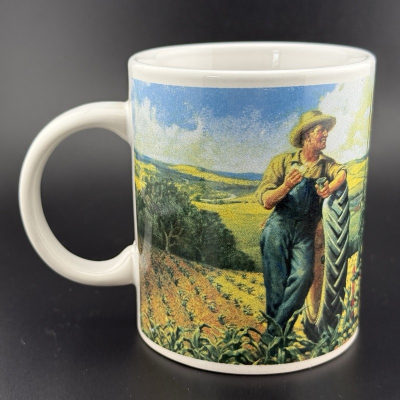 John Deere Gibson Coffee Mug Farm Tractor Scene Logo Green Yellow Cup gallery