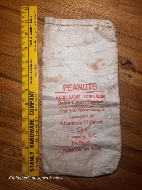 vintage rare Optimist club peanut CLOTH PEANUT BAG Sack ALBEMARLE NC