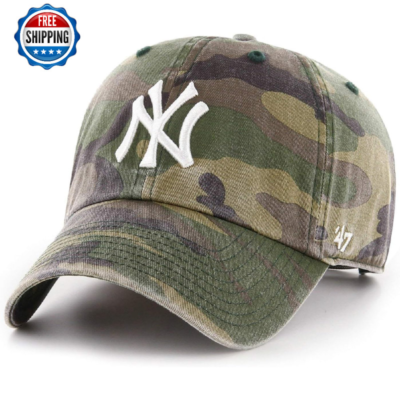'47 MLB New York Yankees Camo Adjustable Relaxed Fit Baseball Cap Hat