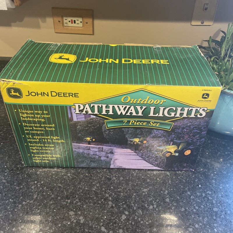 New John Deere Tractor Outdoor Pathway Lights 7 Pc Set Decor Holiday Christmas