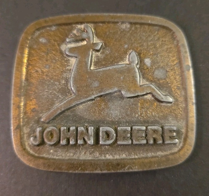 Vtg Solid Brass JOHN DEERE Belt Buckle