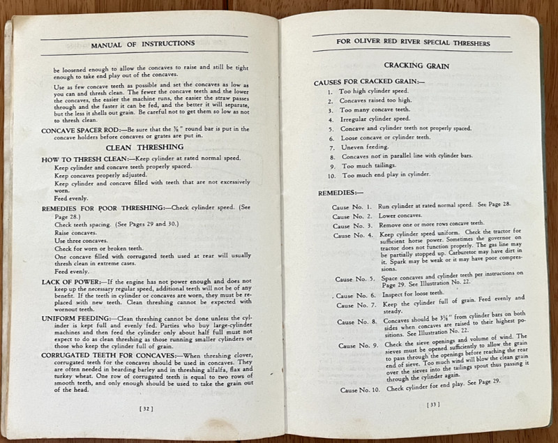Oliver Red River Special Thresher 22x36 28x46 32x56 operation instruction manual gallery