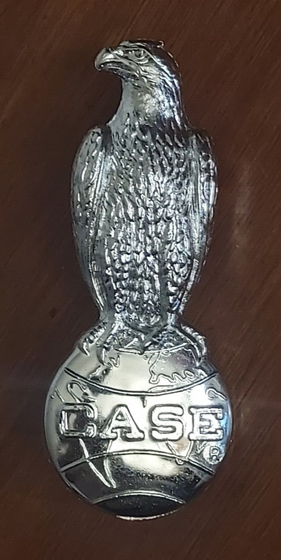 Silver Chrome Metal CASE Tractor Advertising EAGLE ON GLOBE Hood Ornament EMBLEM
