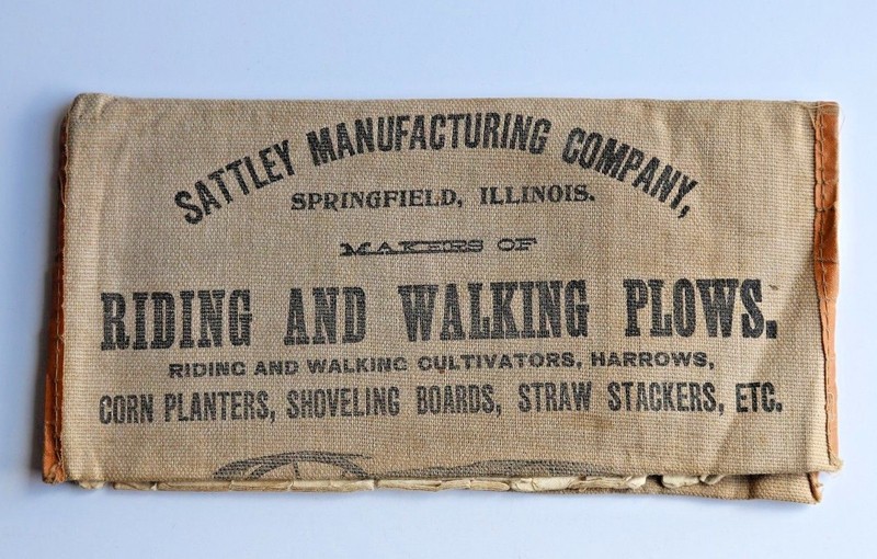 RARE SATTLEY MANUFACTURING ADVERTISING POUCH WITH 1898 CALENDAR gallery
