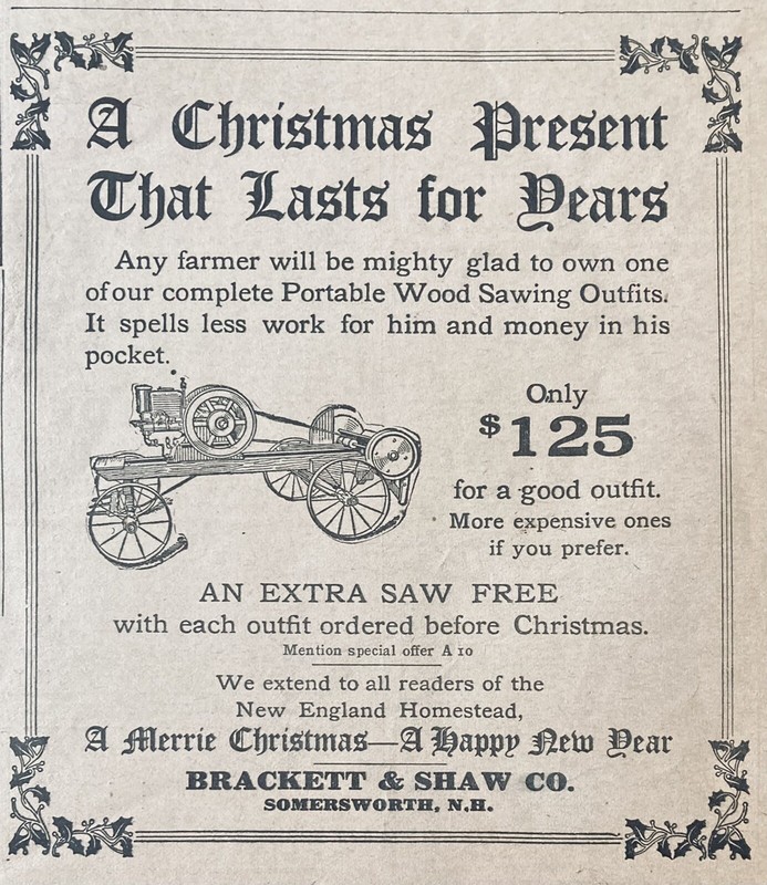 1928 AD.(XH40)~BRACKETT & SHAW CO. SOMERSWORTH, NH. PORTABLE WOOD SAWING OUTFITS