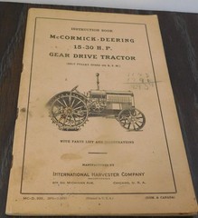 1927 McCORMICK-DEERING 15-30 HP GEAR DRIVE TRACTOR INSTRUCTION BOOK IHC 97 Pages