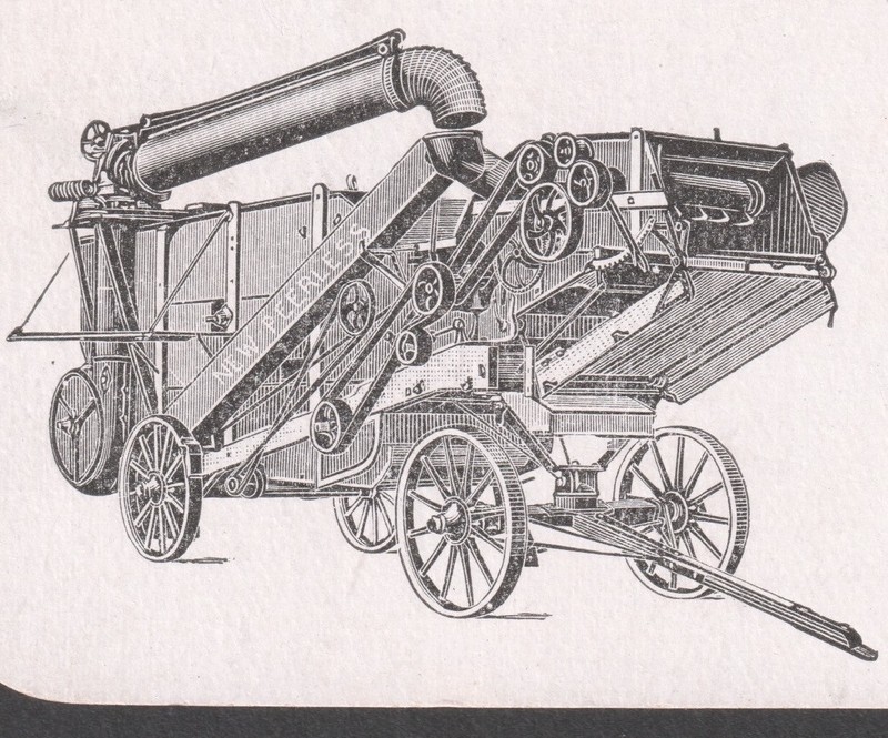 Antique Frick Tractor Steam Traction Engine Myers Grain Thresher Farm Trade Card gallery