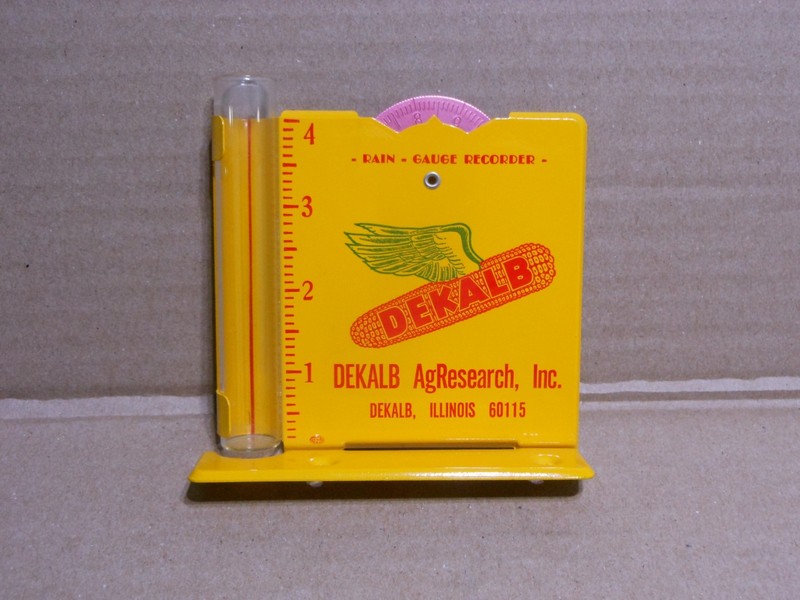 Vintage Dekalb AgResearch Metal Rain Gauge Recorder Dekalb Illinois