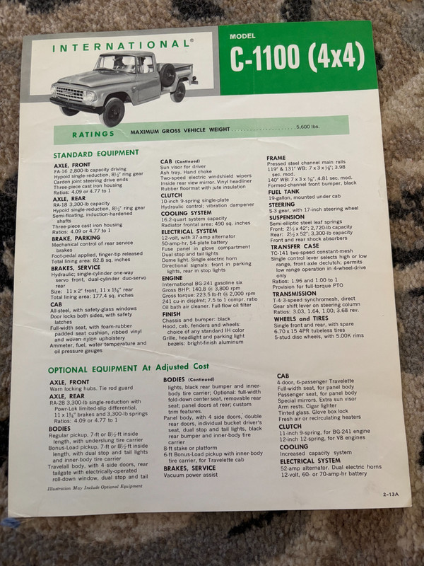 International Harvester C-1100 4X4 Truck For 1964 Brochure MWPA26 no3