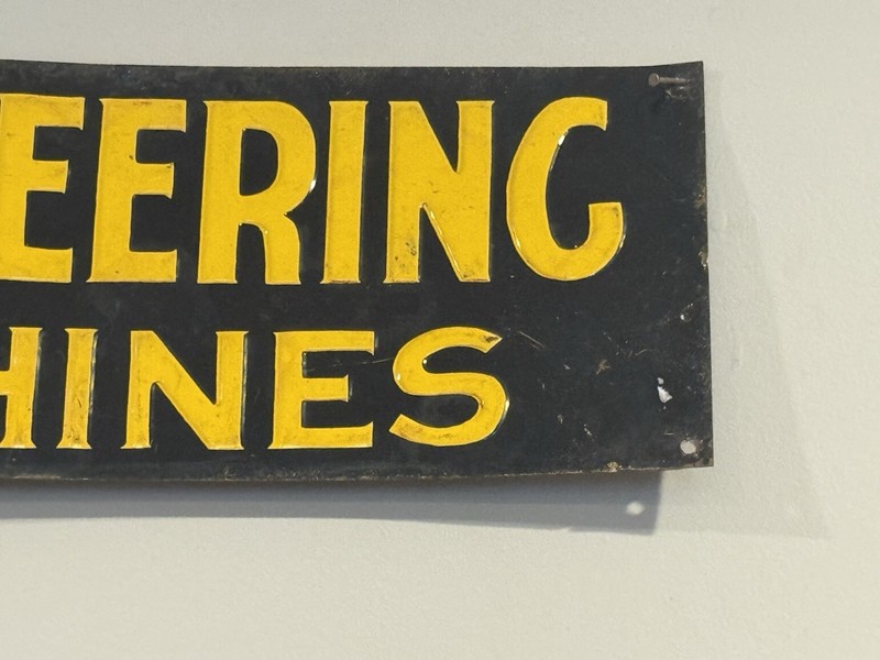 ANTIQUE McCORMIC DEERING FARM MACHINE SERVICE METAL EMBOSSED SIGN 24" x 5" (DT gallery