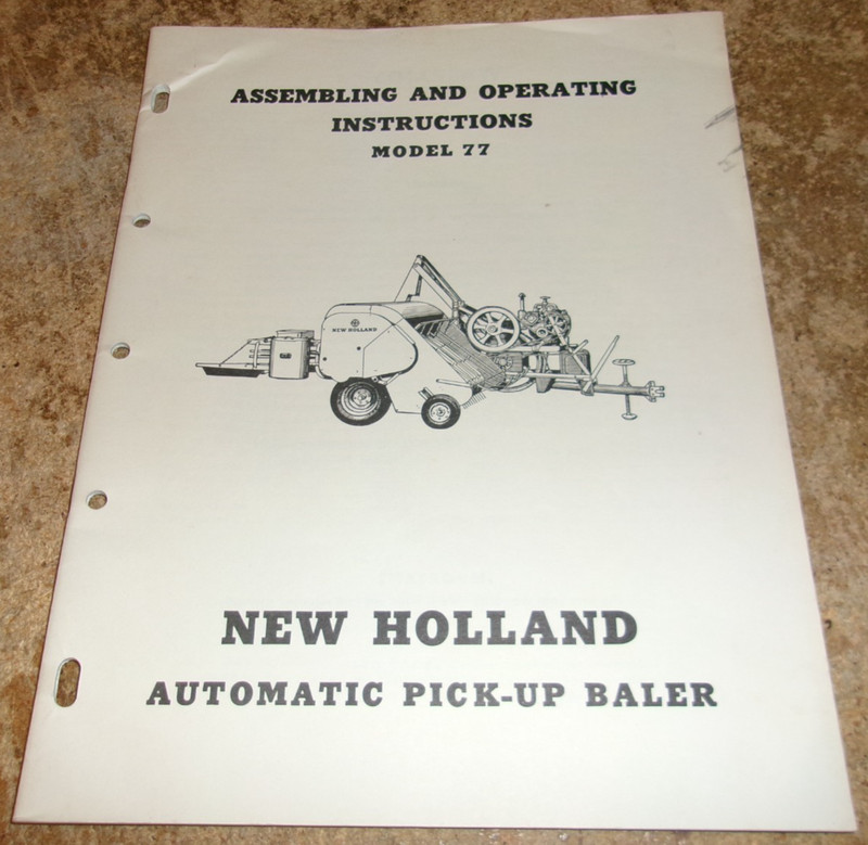 1961 model 77 new holland baler assembling/operating instructions good used