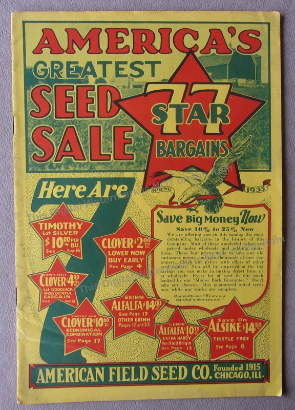 1935 American Field Seed Co Catalog Chicago Farm Agriculture Grain Grasses Crops