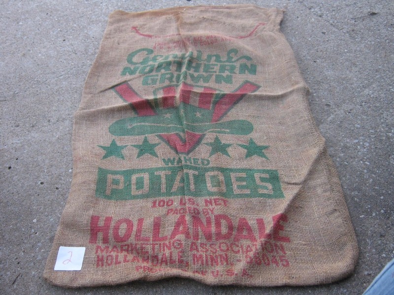38.5″x23″ Vtg Genuine Northern Grown Washed Potatoes Hollandale MINN burlap sack
