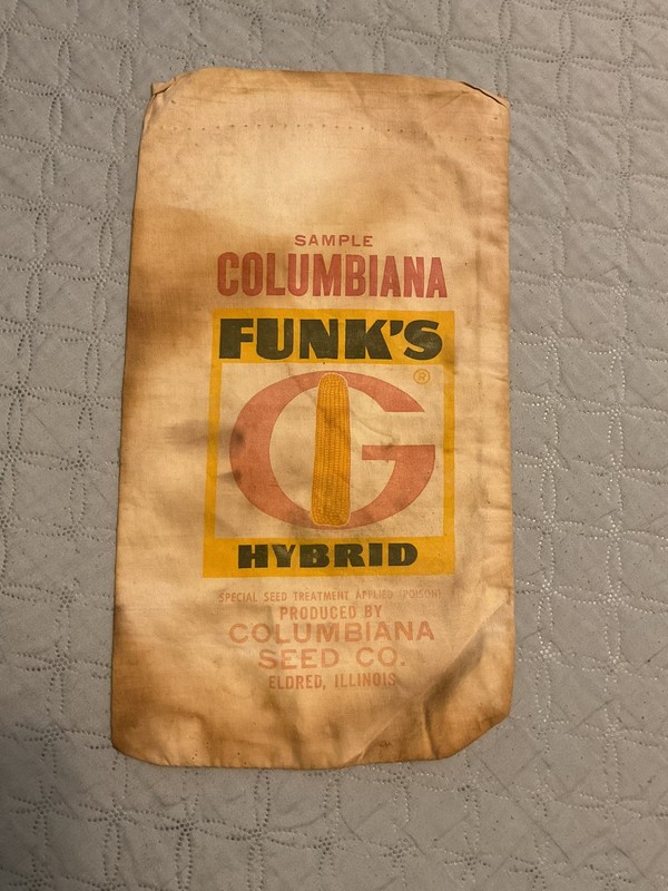 Vintage Columbia Funks Hybrid Feed Bag Sack Advertising Sample Bag