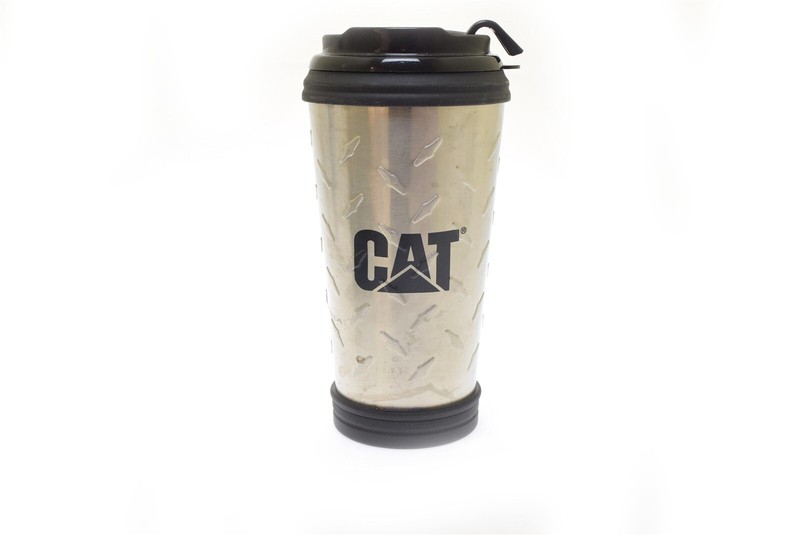 Caterpillar CAT Insulated Cup Mug Tumbler Diamond Plate Steel Look NEW