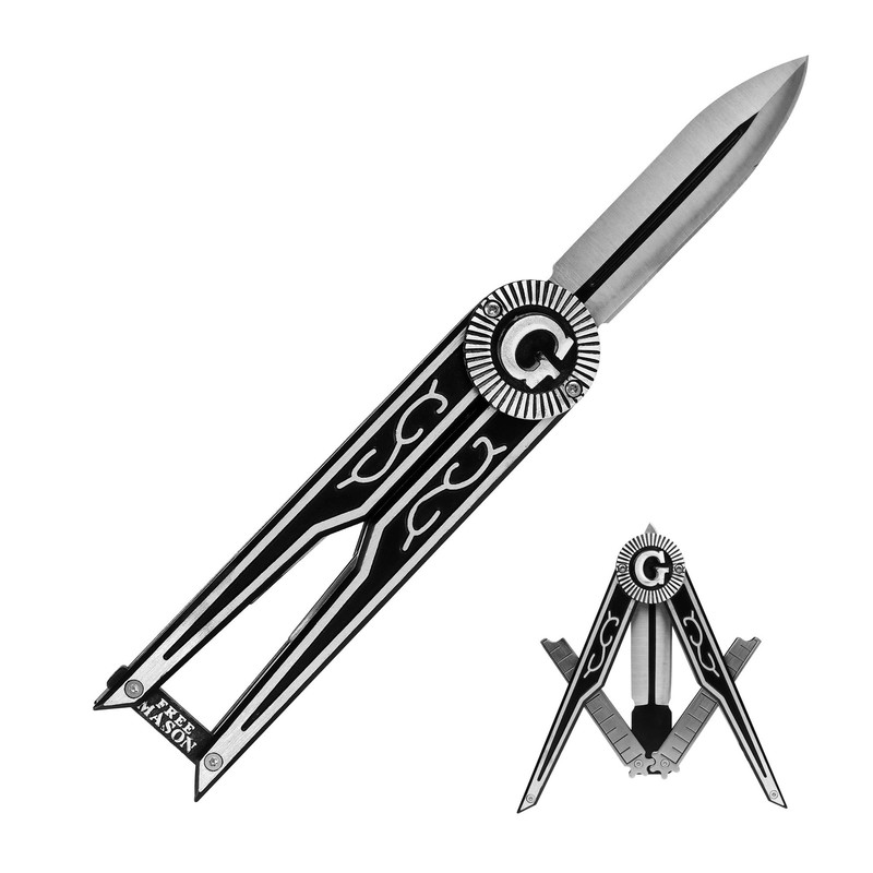 Tg,Llc Tgllc Treasure Gurus Mason Seal G Square Compass Folding Pocket Knife