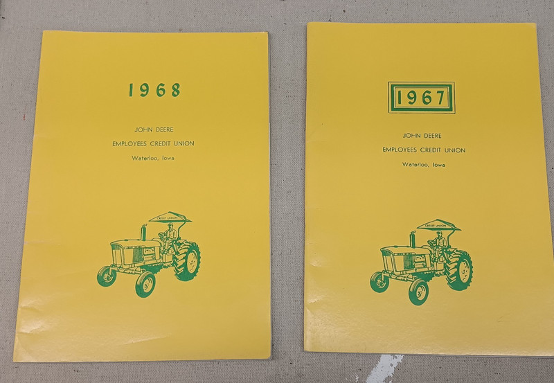 Vintage John Deere 1968 and 1967 Credit Union Planner Calendar Waterloo Iowa