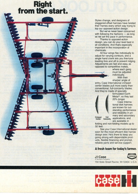 1985 Print Ad of Case IH International Harvester Farm Tractor Disk Harrow