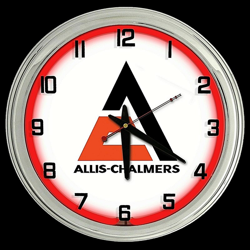 16″ Allis Chalmers Sign Red Neon Clock Man Cave Garage Shop Farm Tractor