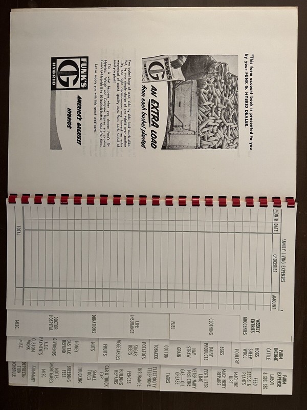 1962 Funks G Hybrid Farm Account Book, Funk Bros. Seed Co. Belle Plains, Iowa gallery