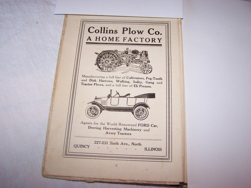 1918 COLLINS PLOW CO – Ford Autos – Deering – Avery Tractors QUINCY ILLINOIS Ad