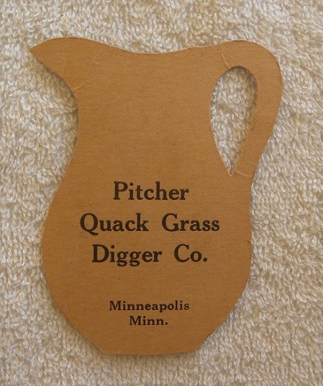 Vintage Pitcher Quack Grass Digger Co.,Minneapolis,Minnesota MN Farm Advertising
