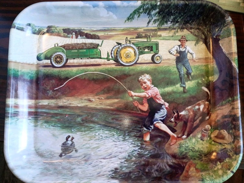 Vintage JOHN DEERE Metal Serving Tray 13” X 11” TURTLE TROUBLE 1998 USA