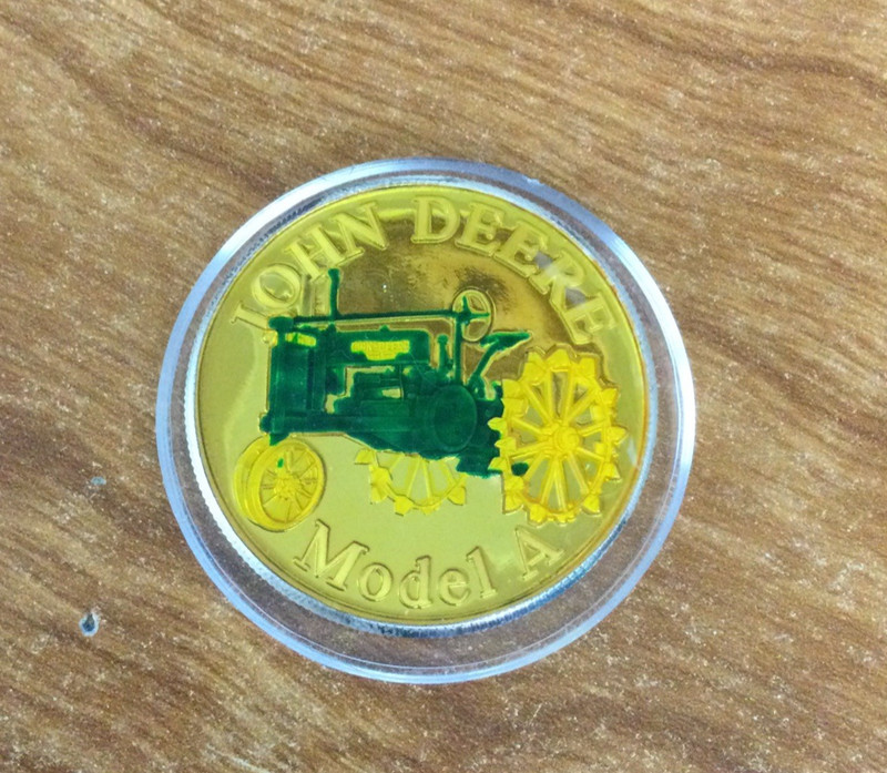 1-OZ.JOHN DEERE MODEL A TRACTOR FATHER’S DAY GIFT.999 PROOF SILVER COIN+GOLD