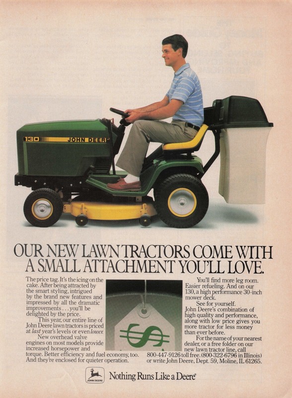 1986 Vintage Print Ad John Deere Our New Lawn Tractors Come With Small Attach gallery