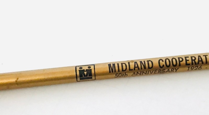 1926-1976 Midland Cooperatives 50th Anniversary Golden Wood Pencil Advertising