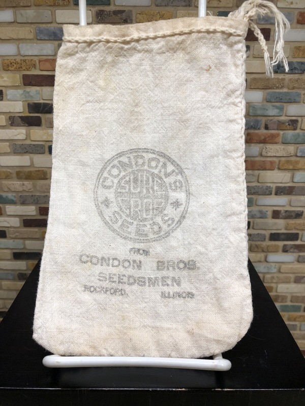 Vintage Condon’s Sure Crop Small Burlap Seed Bag Sack Rockford, Illinois
