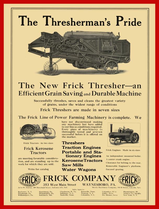 1921 Frick Threshing Machine NEW Metal Sign – 24″ x 30″ USA STEEL XL Size – 7 lb