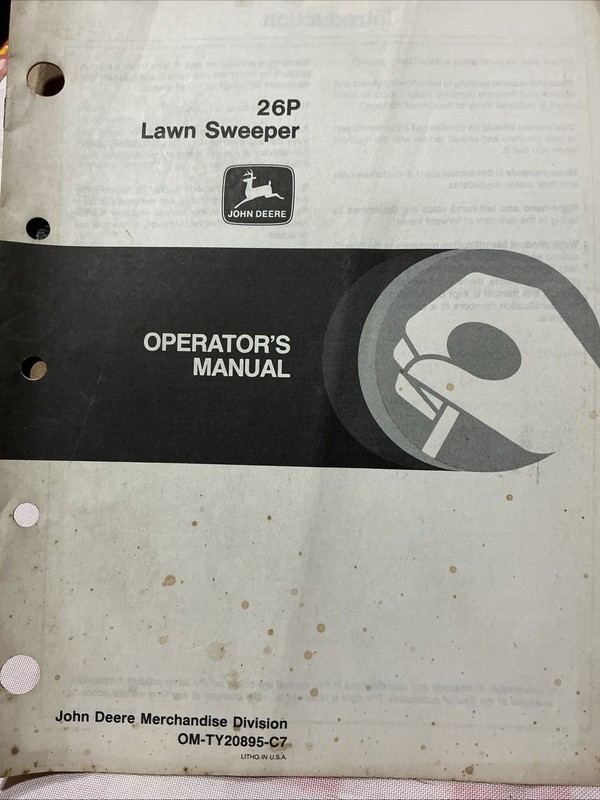 John Deere 26p Lawn Sweeper Op Manual Om-ty20895