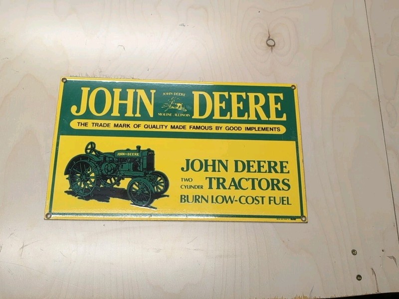 Ande Rooney Porcelain John Deere Sign 15″ x 9″ Advertising Farm