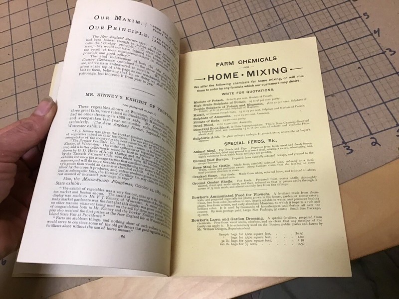 Vintage Orig Booklet: 1890 STOCKBRIDGE MANURES - original fertilizers; 26pgs gallery