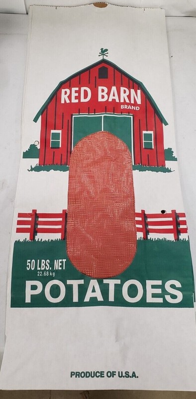 6 Red Barn Potatoes “Empty” Paper Shipping Bags ~ New Old Stock Potato Bags ~