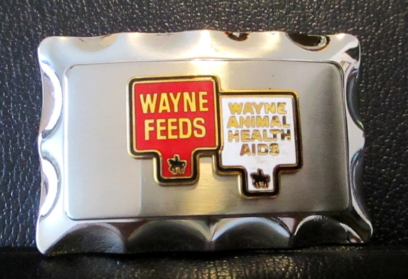 Wayne Feeds & Animal Health Aides Metal & Enamel Belt Buckle Pet Horse Dog Cow