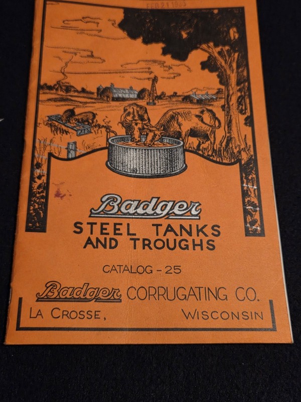 1935 Badger Corrugating Co. Steel Tanks & Troughs Catalog Threshing Wagon