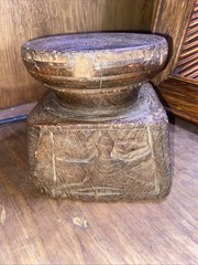 Antique Wooden Agricultural Seed Holder Bijni Old Fine Hand Carved 5.5”tall