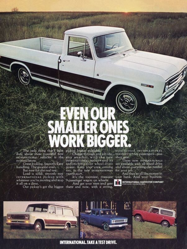 1969 IH International Pickups, Scout NEW Sign 30×40″ US STEEL XXL Size