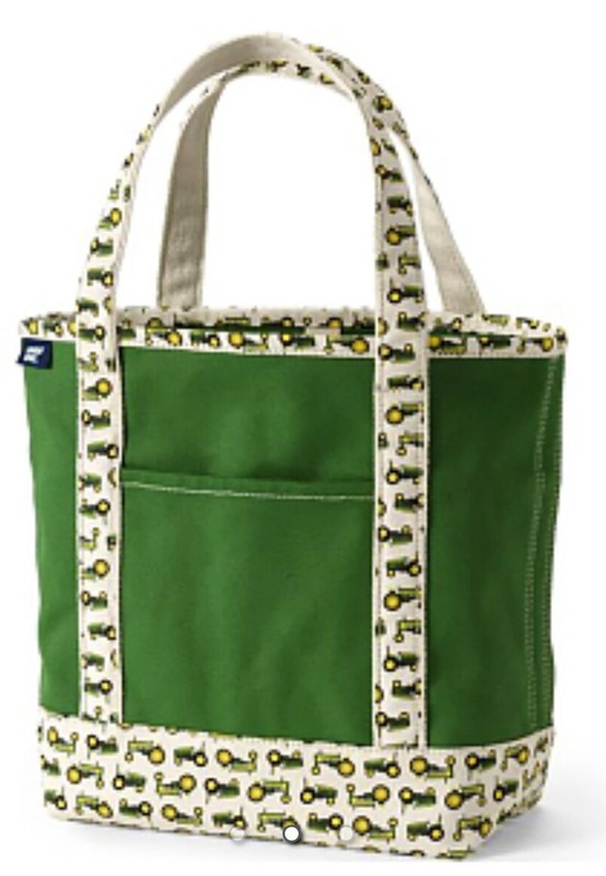 John Deere Licensed LANDS END CANVAS TOTE Tractor Show Bag MEDIUM Farmhouse Barn