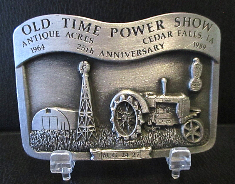 Case SC RC Tractor & Abe Eagle Globe Logo Belt Buckle 1989 Antique Acres Show IA