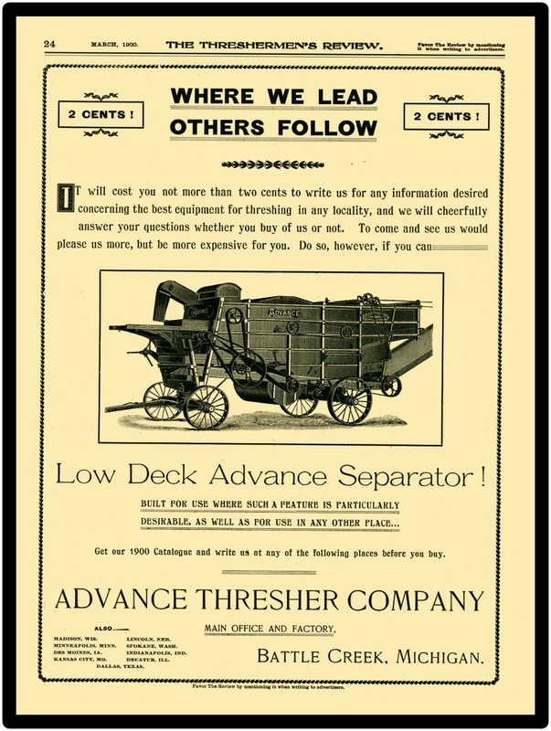 1900 Advance Thresher Co. NEW Metal Sign 24″ x 30″ USA STEEL XL Size – 7 lbs