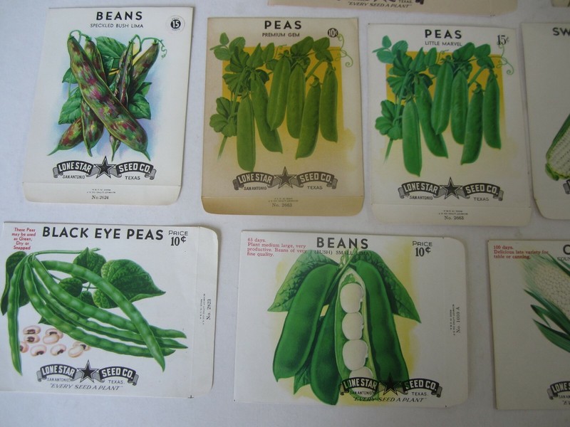 Lot of 15 Old Vintage 1930's-1950's - BEANS - PEAS - CORN - SEED PACKETS - EMPTY gallery