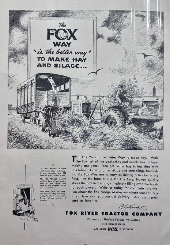 1948 Forage Harvester by Fox River Tractor Co Ad #1709