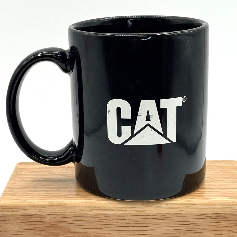 Vtg. Black Ceramic Advertising Caterpillar CAT Coffee Tea Cup Tractor gallery