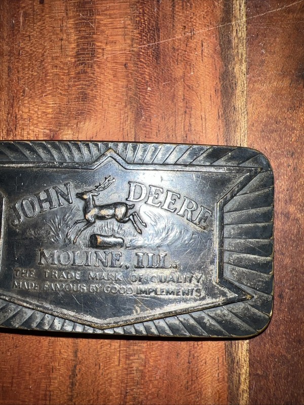 Vintage 1984 John Deere 1936 Historical Trademark Leaping Deer Logo Belt Buckle gallery