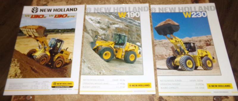 3-lot 2000’s new holland wheel loader brochures in nice shape used